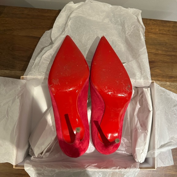 Christian Louboutin Kate 100mm in fuchsia suede size 38.5 - Picture 2 of 4